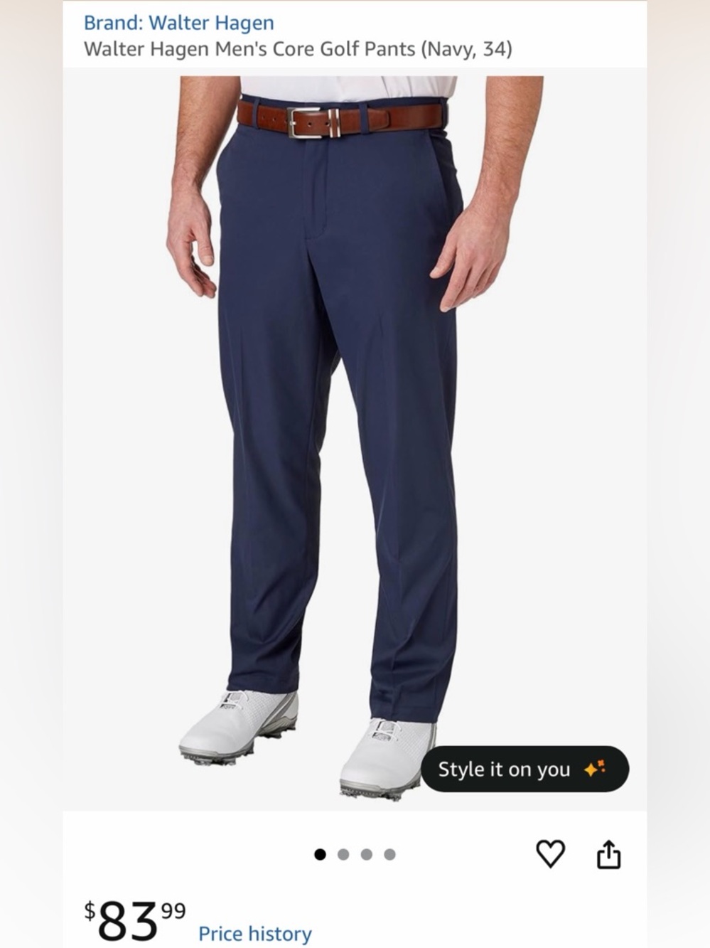 Walter Hagen Navy Performance Golf Chinos